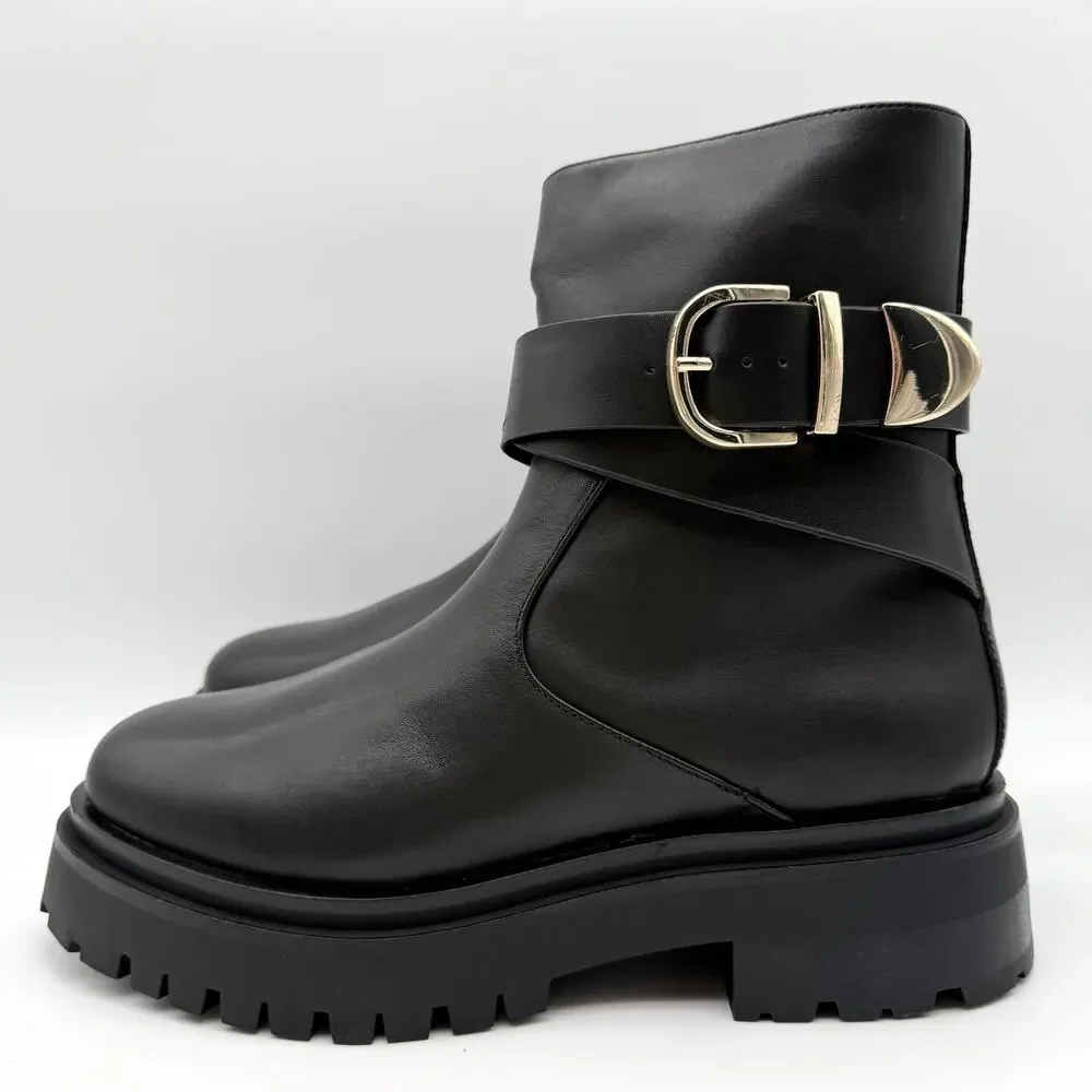Steve Madden Womens Lonny Ankle Booties US 7.5 EU 38 Black Leather NIB